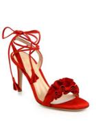 Gianvito Rossi Ruffle Suede Ankle-wrap Sandals