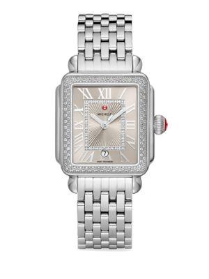 Michele Watches Deco Madison Stainless Steel Cashmere Diamond Bracelet Watch
