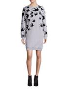 Mcq Alexander Mcqueen Cotton Swallow-print Sweatshirt Dress