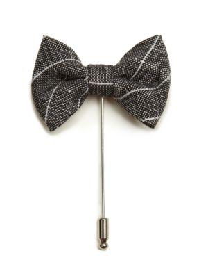 Saks Fifth Avenue Collection Pinstripe Bow Tie Lapel Pin