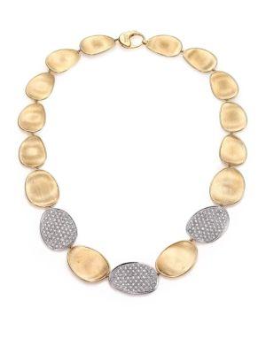 Marco Bicego Lunaria Diamond & 18k Yellow Gold Three-station Collar Necklace