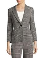 Escada Three-quarter Sleeve Glen Plaid Jacket