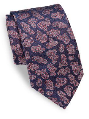 Isaia Paisley Patterned Silk Tie