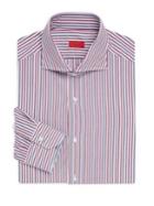 Isaia Contemporary Fit Striped Cotton Dress Shirt