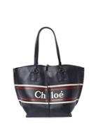 Chloe Striped Leather Logo Tote