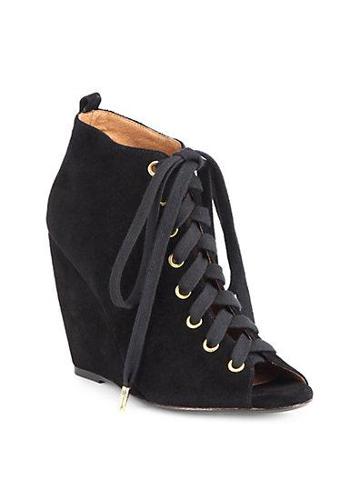 Joie Rainey Suede Lace-up Wedge Ankle Boots