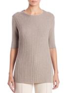 Lafayette 148 New York Cashmere Ribbed-panel Sweater