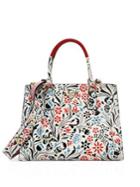 Prada Floral Calf Leather Double-zip Tote