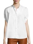 Helmut Lang Shirred Cotton Poplin Shirt