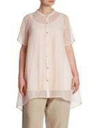 Eileen Fisher, Plus Size Organic Linen Blend Mesh Shirt