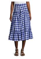 Mds Stripes Gingham Tiered Cotton Skirt