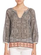 Joie Cherree Cotton Embroidered Blouse