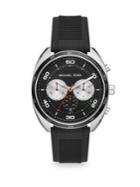 Michael Kors Dane Stainless Steel & Black Silicone Chronograph Watch