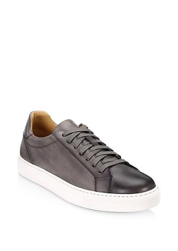 Saks Fifth Avenue Collection By Magnanni Burnished Leather Lace-up Sneakers