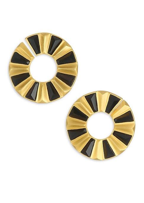 Dean Davidson Mosaic 22k Goldplated & Black Onyx Stud Earrings