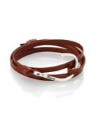 Miansai Silvertone Hook Leather Bracelet/brown