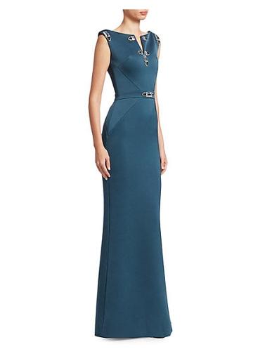 Zac Posen Embroidered Keyhole Gown
