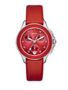 Michele Watches Cape 16 Topaz, Stainless Steel & Silicone Strap Watch/red