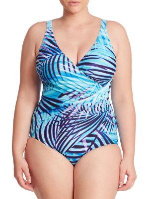 Miraclesuit Swim, Plus Size One-piece Oceanus Palm-print Swimsuit