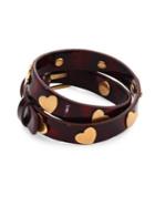 Tory Burch Heart-studded Leather Double-wrap Bracelet