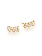 Jennifer Zeuner Jewelry White Sapphire Triple Baguette Stud Earrings
