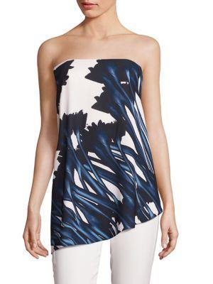 Halston Heritage Floral Printed Strapless Top
