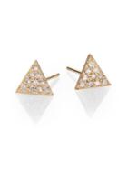 Zoe Chicco Diamond & 14k Yellow Gold Triangle Stud Earrings
