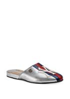 Gucci Metallic Leather Slippers With Ny Yankees&trade; Patch