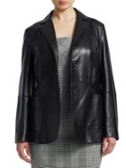 Marina Rinaldi, Plus Size Notch Lapel Leather Blazer