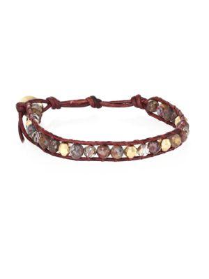 Chan Luu Pietersite, Crystal & Leather Beaded Bracelet