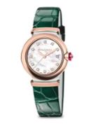Bvlgari Lvcea Diamond, Mother-of-pearl & Alligator Strap Watch/green