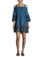 Kendall + Kylie Embroidered Chambray Dress