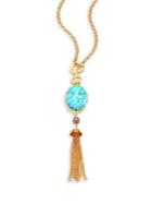 Stephanie Kantis Sky Turquoise Howlite & Smoky Topaz Tassel Pendant Necklace