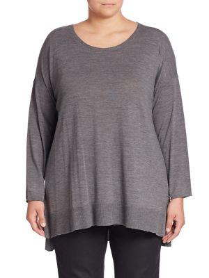 Eileen Fisher, Plus Size Merino Wool Hi-lo Sweater