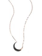 Lana Jewelry Reckless Crescent Black Diamond & 14k Rose Gold Necklace