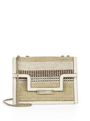 Aerin Straw-embroidered Leather Crossbody Bag
