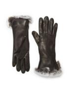 Saks Fifth Avenue Collection Rabbit-cuff Leather Gloves