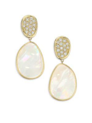 Marco Bicego Diamond Lunaria Double Drop Earrings With Mother-of-pearl