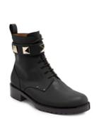 Valentino Leather Combat Boots