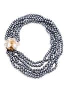 Kenneth Jay Lane 6 Rows Faux-pearl Flower Necklace