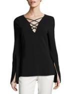 Ramy Brook Allie Lace-up Stretch Crepe Top