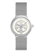 Tory Burch Reva Silvertone Mesh Bracelet Watch