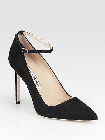Manolo Blahnik Bb Suede Ankle-strap Pumps