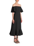Valentino Off-the-shoulder Wool & Silk Midi Dress