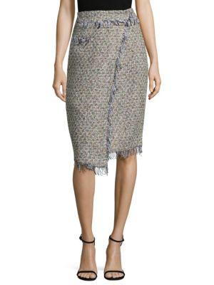 Milly Tweed Fringe Midi Skirt