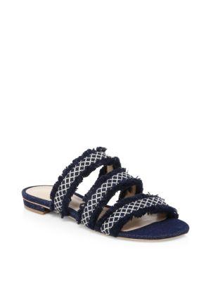 Schutz Shakira Denim Fringe Slides