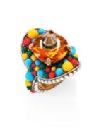 Gucci Turquoise Beaded Swarovski Crystal Cocktail Ring