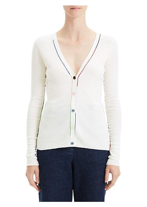 Theory Multicolored Linked Wool Cardigan
