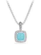 David Yurman Petite Albion Pendant Necklace With Turquoise And Diamonds