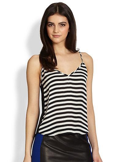 Mason By Michelle Mason Silk Contrast-striped Camisole
